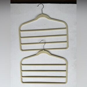 Velvet Pants Hangers Beige Space Saving 5 Tier Non-Slip Closet Organizer 2-pack